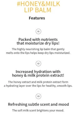 Honey & Milk Lip Balm (3.3g) -Glow Skincare Store A Pieu Honey MilkLipBalm 3.3g 4
