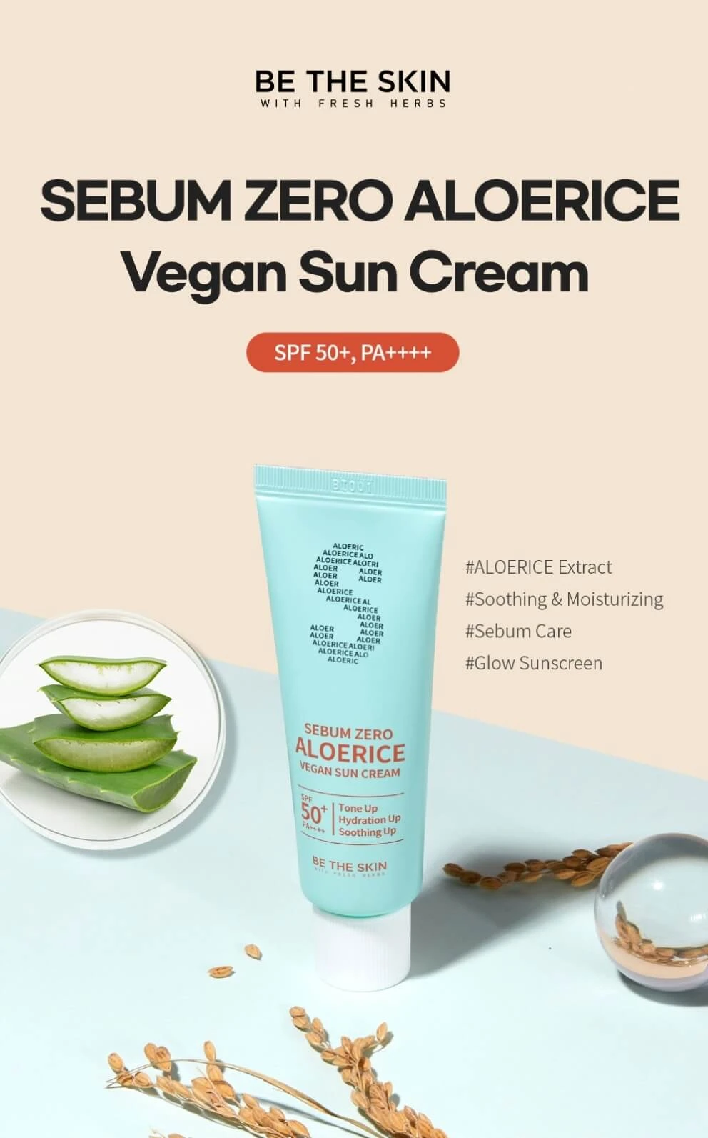 Sebum Zero Aloerice Vegan Sun Cream (50ml) 4 Sebum Zero Aloerice Vegan Sun Cream (50ml) - Image 2