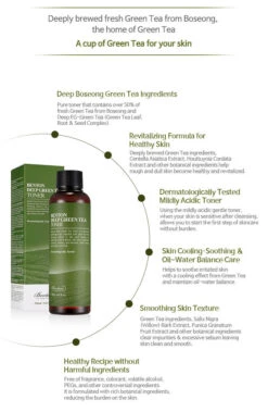 Deep Green Tea Toner (150ml) 9 Deep Green Tea Toner (150ml) -Glow Skincare Store BentonDeepGreenTeaToner 150ml 3