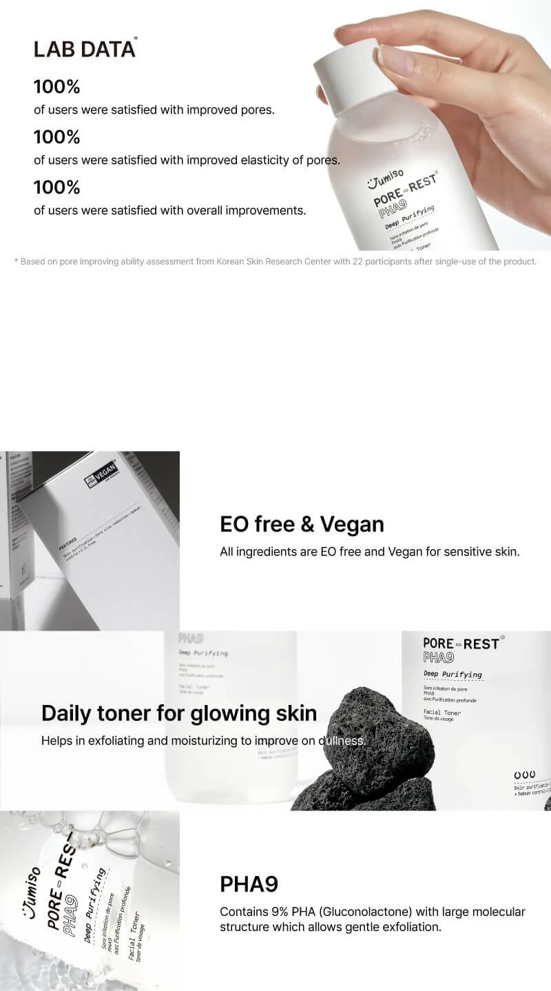 Pore-Rest PHA9 Deep Purifying Facial Toner (250ml) 5 Pore-Rest PHA9 Deep Purifying Facial Toner (250ml) - Image 3