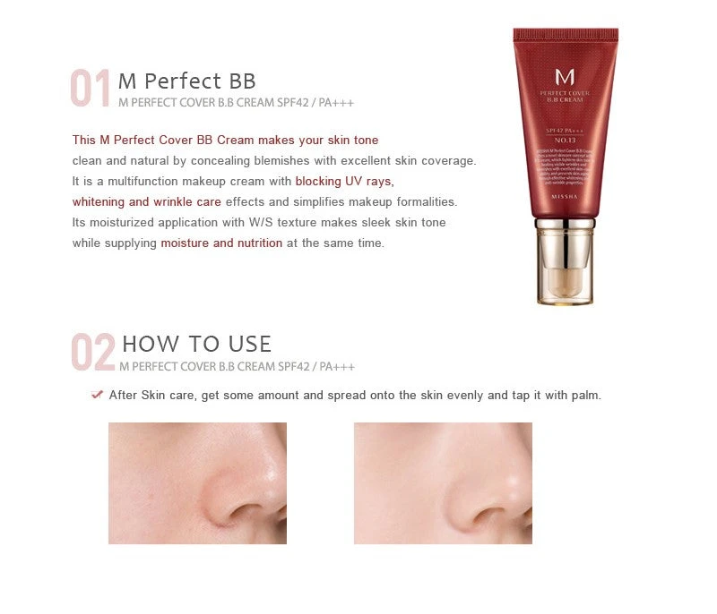 M Perfect Cover BB Cream SPF42 PA+++ 7 Colours (50ml) 7 M Perfect Cover BB Cream SPF42 PA+++ 7 Colours (50ml) - Image 5