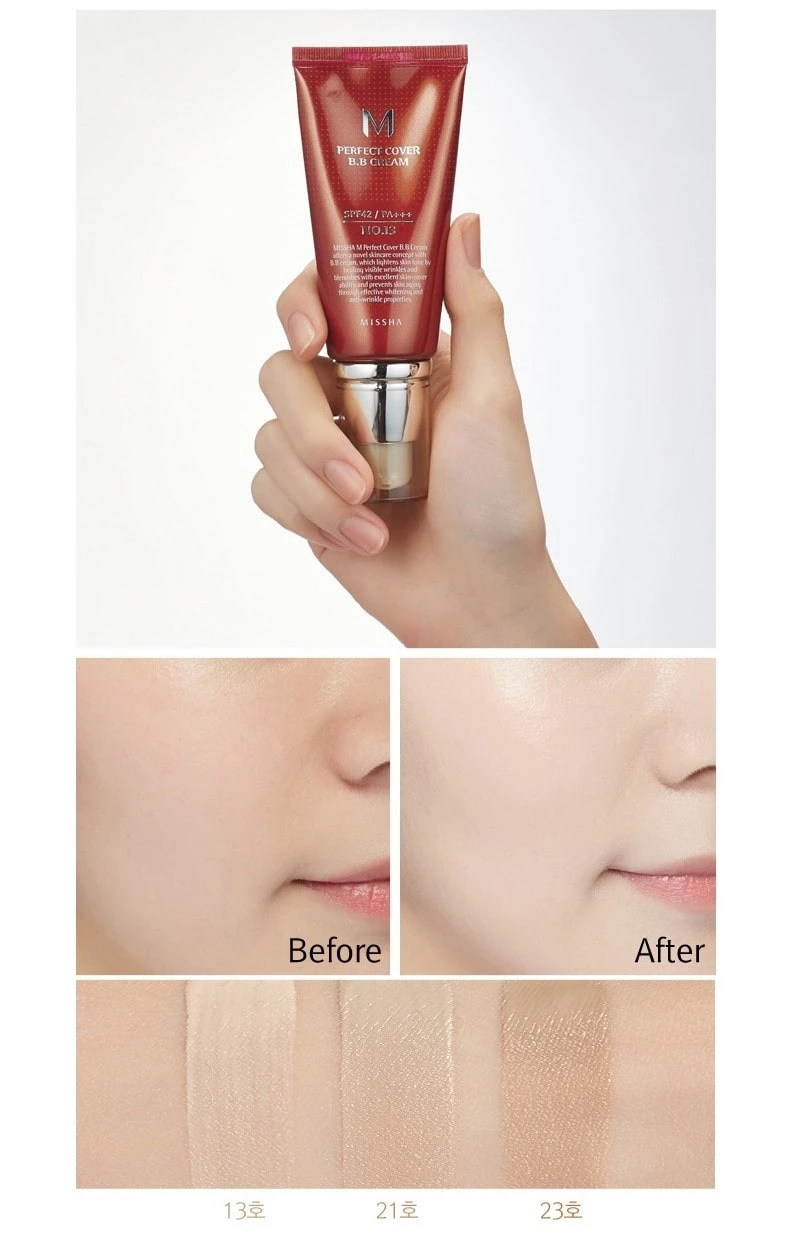 M Perfect Cover BB Cream SPF42 PA+++ 7 Colours (50ml) 8 M Perfect Cover BB Cream SPF42 PA+++ 7 Colours (50ml) - Image 6
