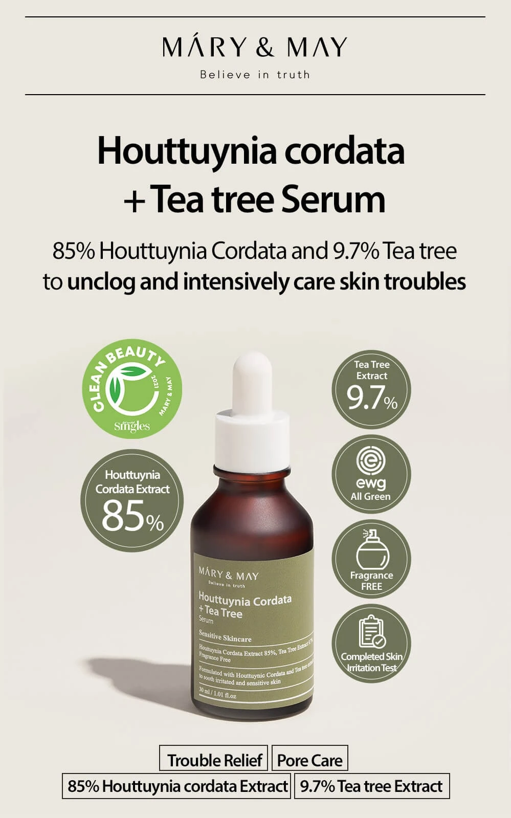 Houttuynia Cordata + Tea Tree Serum (30ml) 4 Houttuynia Cordata + Tea Tree Serum (30ml) - Image 2