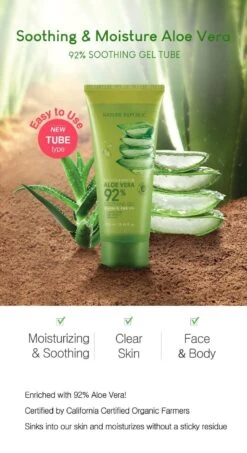 Soothing & Moisture Aloe Vera 92% Soothing Gel -Glow Skincare Store NatureRepublic SoothingMoistureAloeVera92 SoothingGel7
